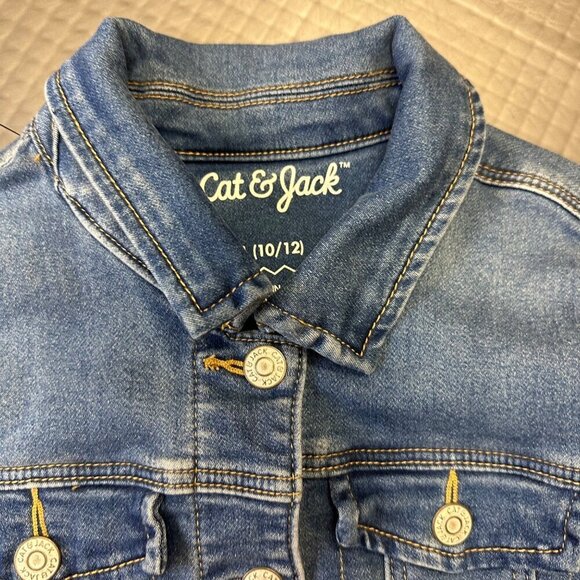 CAT & JACK GIRLS DENIM JACKET COAT SIZE LARGE 10/12 - Picture 2 of 8